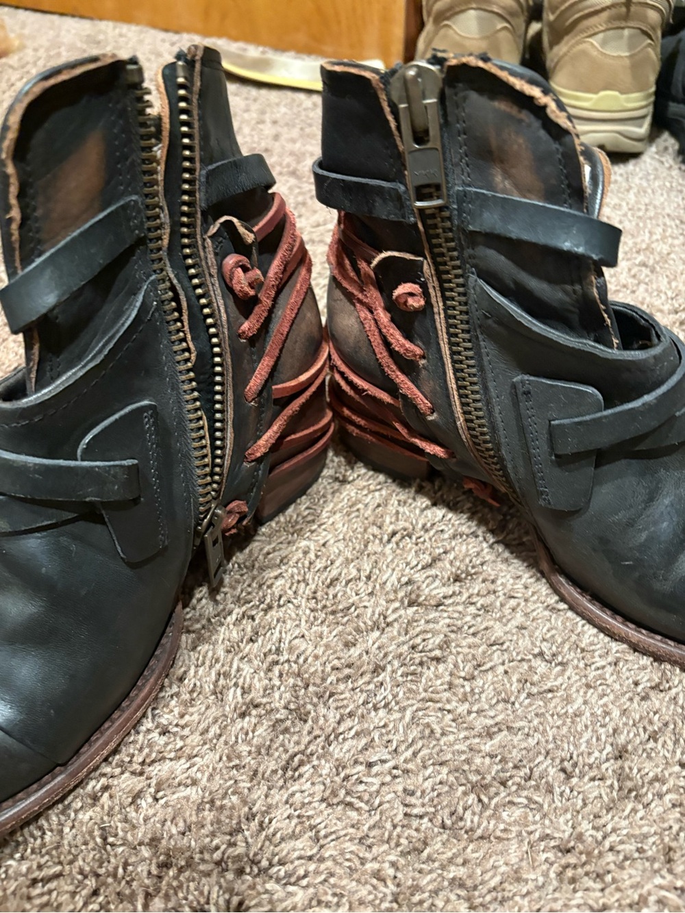 Freebird by Steven Black Leather Ankle Booties with Buckle Accents - Picture 6 of 10